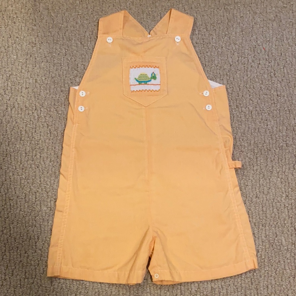 Boys Shortall JonJon Smocked Turtle EUC